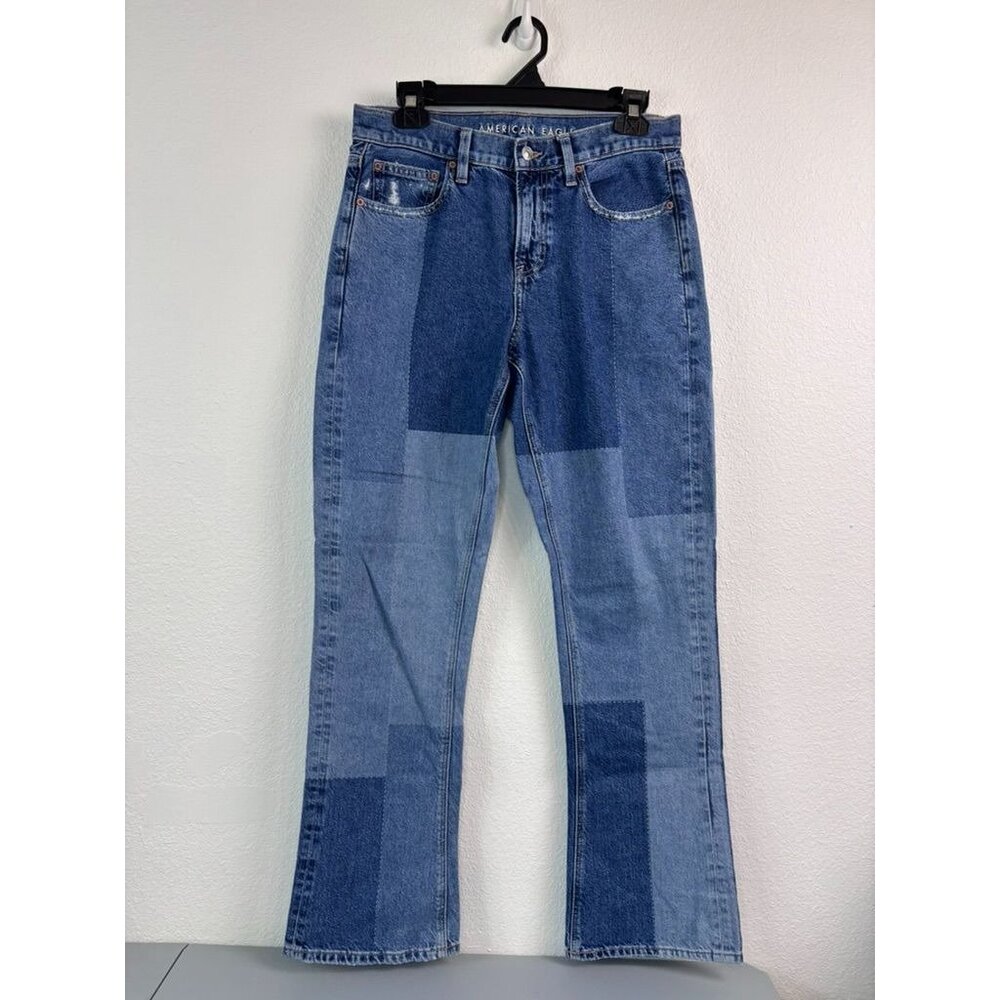 American Eagle women's 4‎ regular 90's bootcut patchwork high rise denim